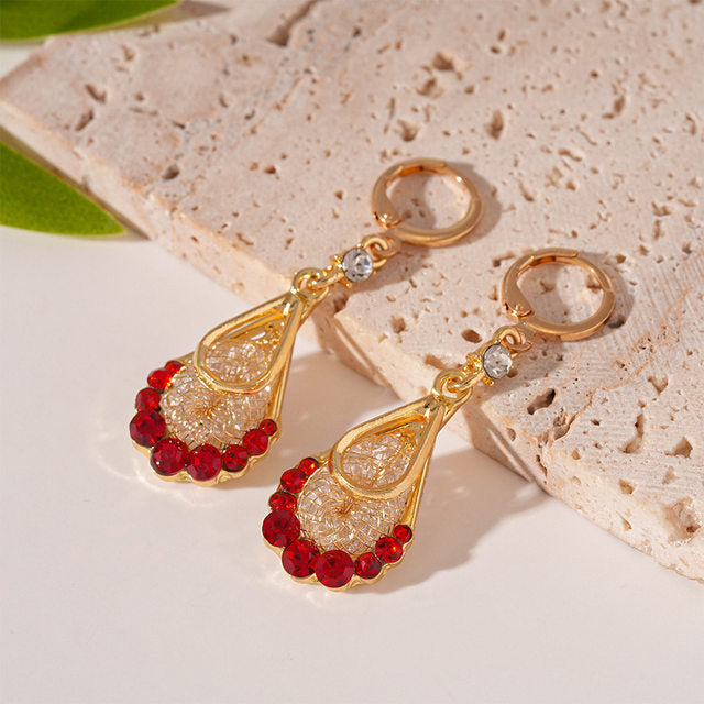 ♥️ Aretes de Gota Rojo ✨ Plata 925 💎