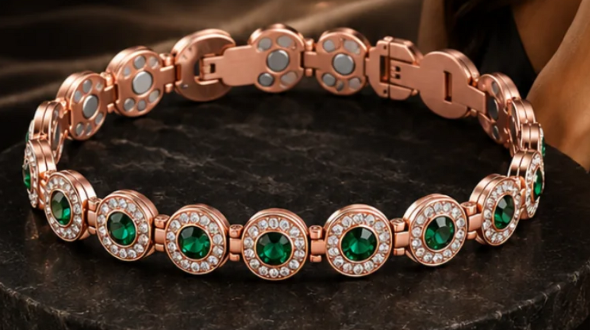 🧲 ✨ Pulsera Magnética Esmeralda de Cobre Premium