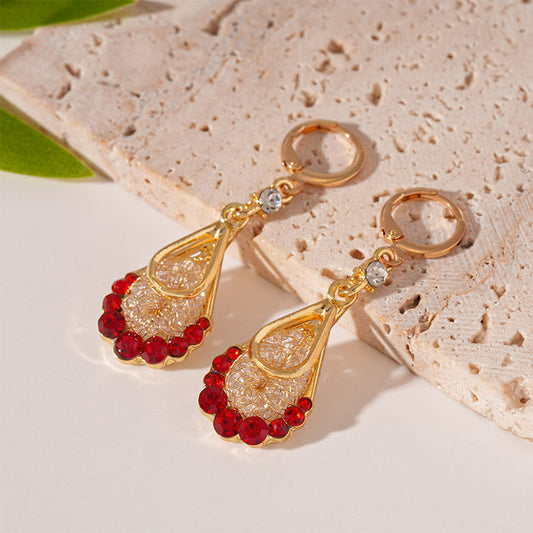 ♥️ Aretes de Gota Rojo ✨ Plata 925 💎