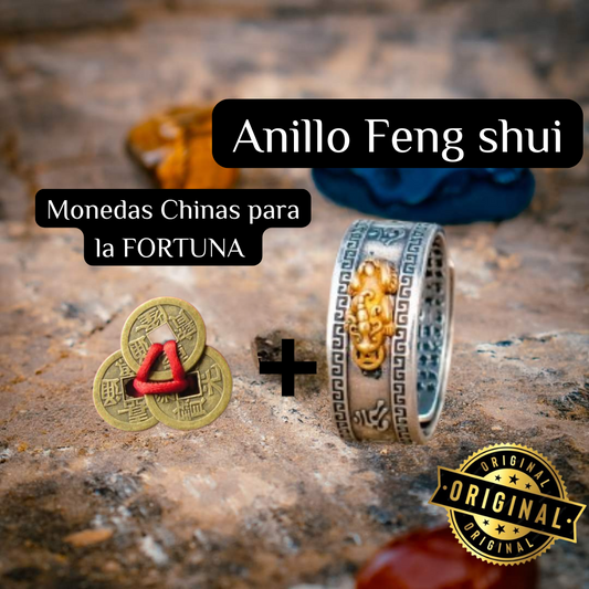 🔥 Anillo Feng Shui + Monedas Chinas de Regalo para la prosperidad🎁🔥